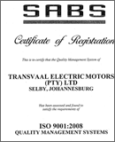 TVE SABS ISO 9001 Certificate